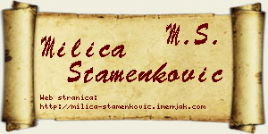 Milica Stamenković vizit kartica
